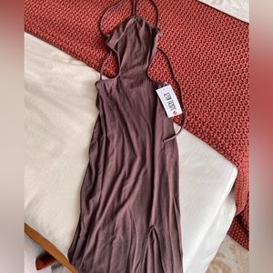 Brown backless maxi dress